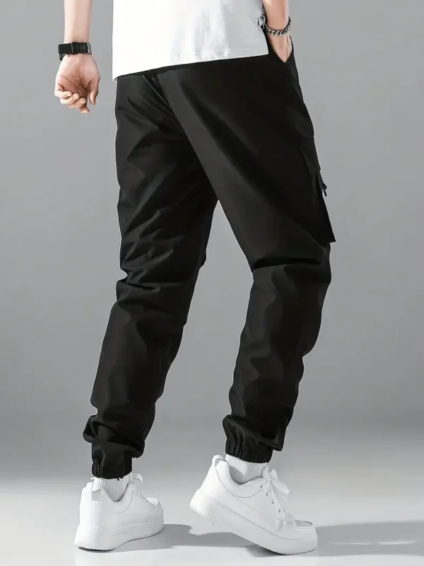 Shein Men's Black Graphic Print Drawstring Cargo Joggers Size L