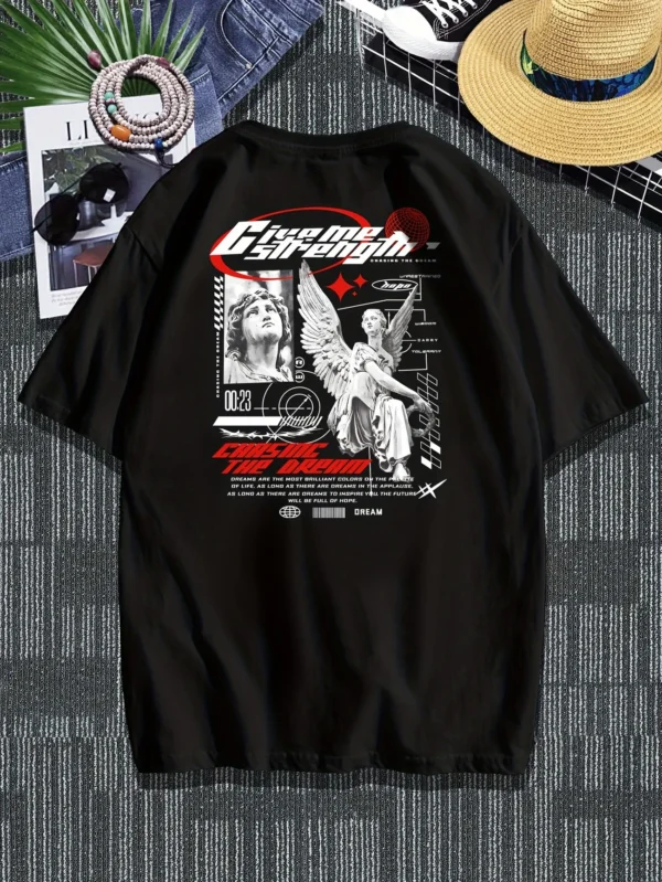 ROMWE Graphic Print Black T-Shirt – Size M