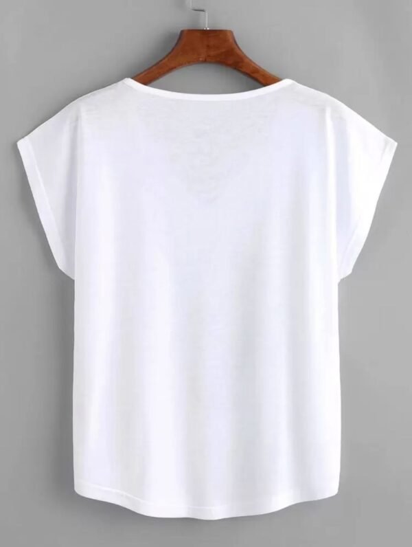 SHEIN Essential White V-Neck Dolman Sleeve Tee Size L