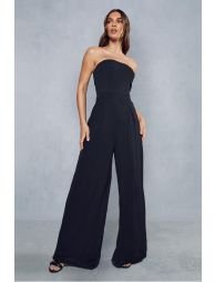 Women’s Navy Blue Strapless Wide-Leg Jumpsuit – Size M | Elegant Tube Style