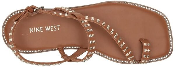 Nine West Women's Brown Studded Flat Toe-Loop Sandals – Size 41