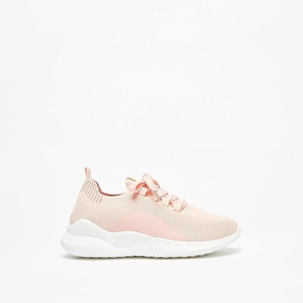 Oaklan Women's Light Pink Knit Lace-Up Sneakers Size 40