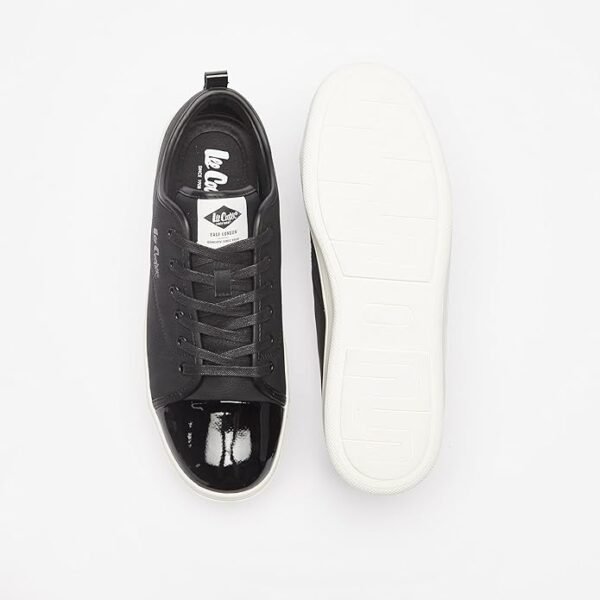 Lee Cooper Men’s Black Lace-Up Sneakers with Glossy Toe – Urban Casual Style | Size 43