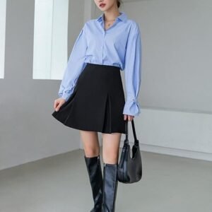DAZY Solid Black Pleated Mini Skirt – Size XXL