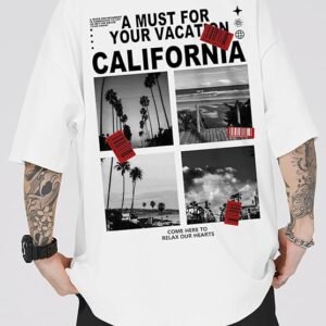 ROMWE California Vacation Graphic Tee – White T-Shirt , Size XL