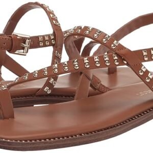 Nine West Women's Brown Studded Flat Toe-Loop Sandals – Size 41