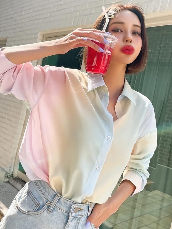 DAZY Ombre Pastel Button-Up Shirt Size L