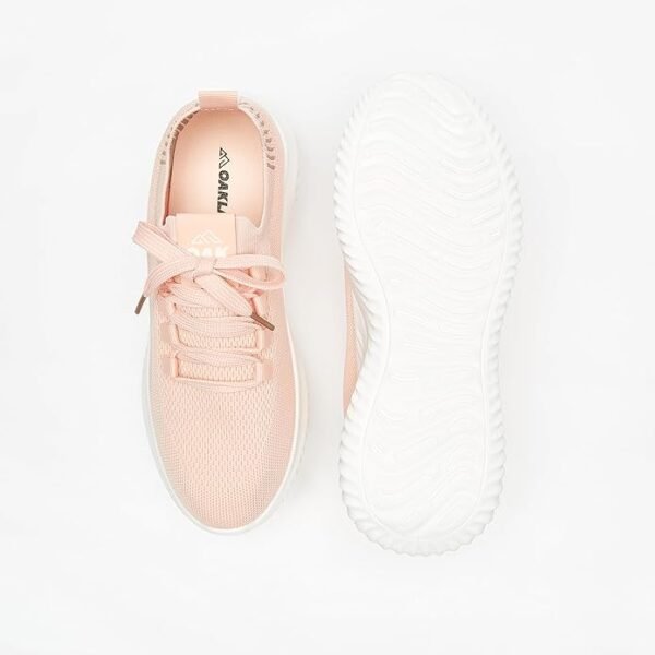 Oaklan Women's Light Pink Knit Lace-Up Sneakers Size 40