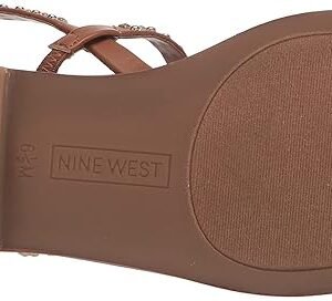 Nine West Women's Brown Studded Flat Toe-Loop Sandals – Size 41