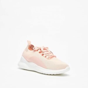 Oaklan Women's Light Pink Knit Lace-Up Sneakers Size 40
