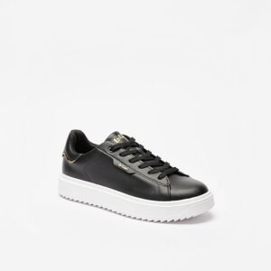 Lee Cooper Mens Casual Sneakers – Black PU Upper with White Sole , Size 43