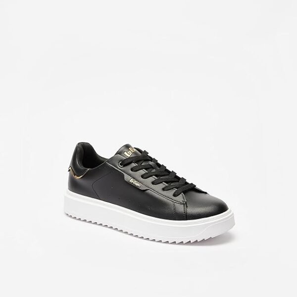 Lee Cooper Mens Casual Sneakers – Black PU Upper with White Sole , Size 43