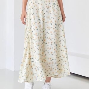 DAZY Plus Size Floral A-Line Maxi Skirt – High Waist Lightweight Skirt, Size XXXL