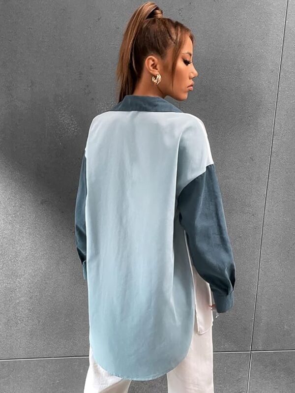 SHEIN Color Block Button-Up Oversized Shirt Size S