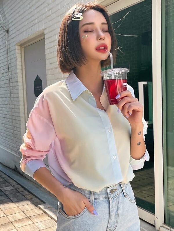 DAZY Ombre Pastel Button-Up Shirt Size L