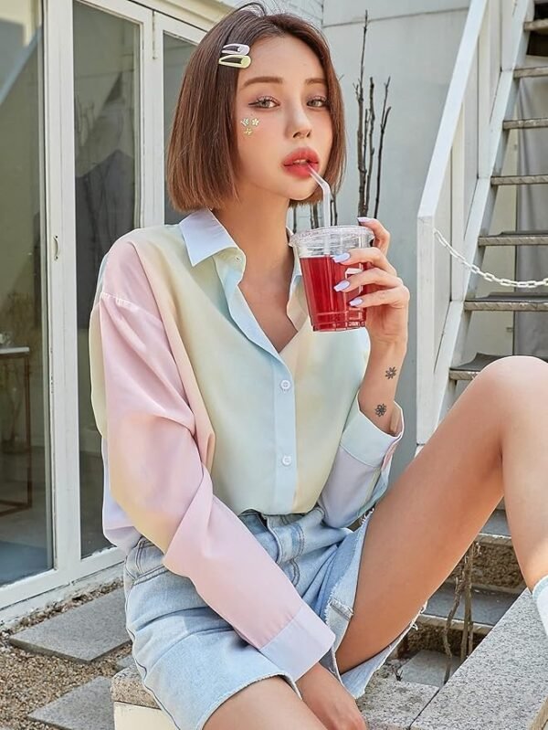 DAZY Ombre Pastel Button-Up Shirt Size L