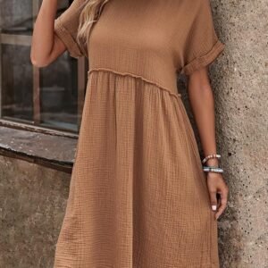 EMERY ROSE Brown Cotton Babydoll Dress – Size L | Casual & Comfortable