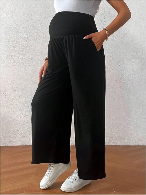 SHEIN XXL Maternity High-Waist Wide-Leg Lounge Pants – Black