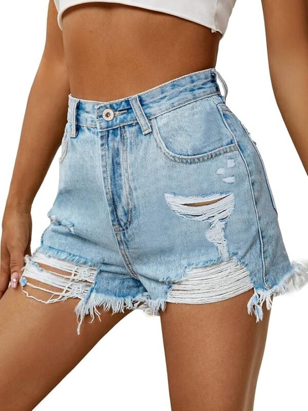 Shein Women's High-Waisted Distressed Denim Shorts Size xl