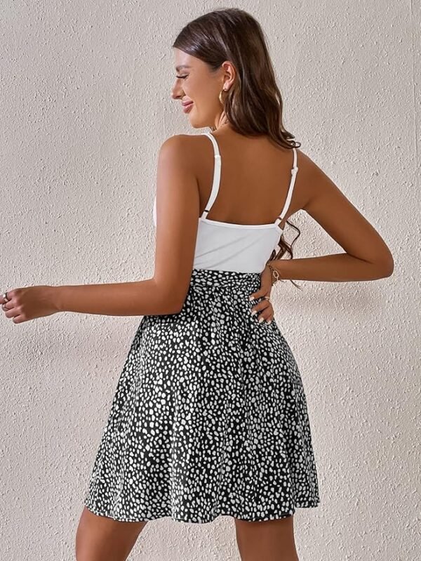 SHEIN Women’s Wrap Front Spaghetti Strap Mini Dress – Polka Dot Skirt & White Top Combo, Size M