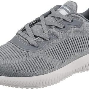 Skechers Bobs Squad - Tough Talk Women's Grey Knit Lace-Up Sneakers Size 40