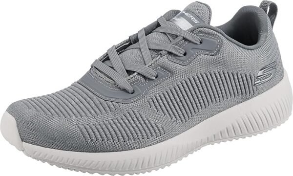 Skechers Bobs Squad - Tough Talk Women's Grey Knit Lace-Up Sneakers Size 40