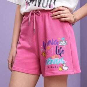 Friends TV Show Pink Graphic Drawstring Shorts – Women’s Size M