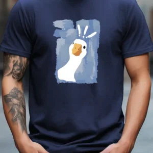 LogiFirst “Surprised Goose” Graphic Tee – Unisex T‑Shirt, Navy, Size M