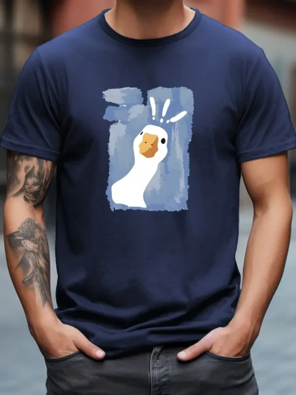 LogiFirst “Surprised Goose” Graphic Tee – Unisex T‑Shirt, Navy, Size M