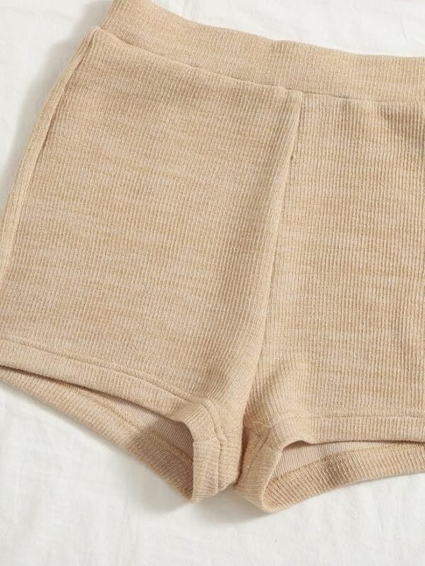 SHEIN Beige Ribbed Knit Tube Top & Shorts Lounge Set – 2 Piece Co-ord (XS)