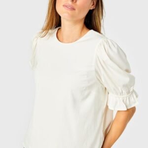 LOGIFIRST Women's White Puff Sleeve Blouse - Size XS