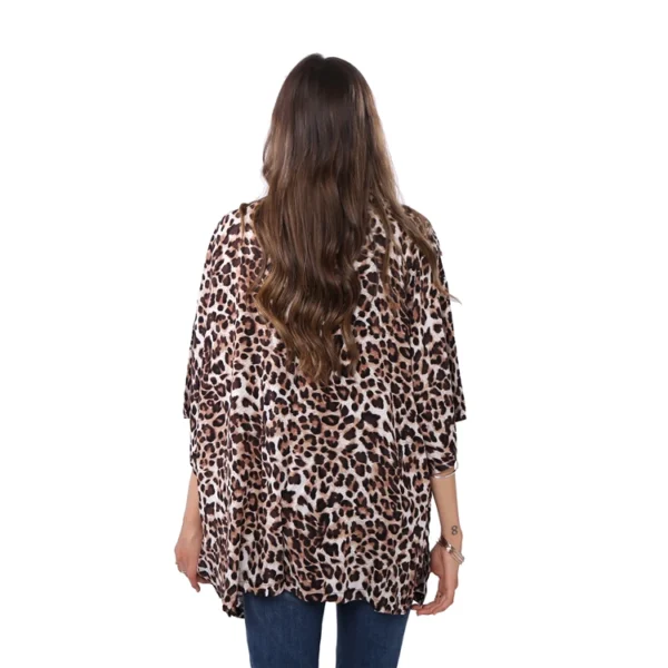 LOGIFIRST Leopard Print Open Front Kimono Cardigan Size M