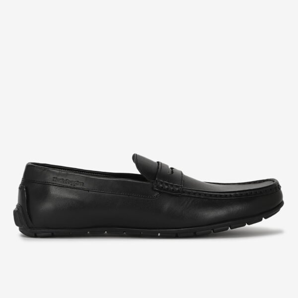 Hush Puppies Men's Black Leather Penny Loafers – Cushioned Slip‑On Comfort & Grippy Outsole