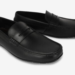 Hush Puppies Men's Black Leather Penny Loafers – Cushioned Slip‑On Comfort & Grippy Outsole