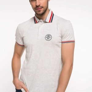 DeFacto Men's Harbour Edition Light Grey Textured Polo Shirt - Size S