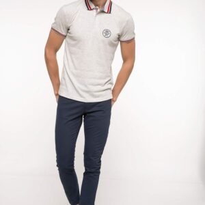 DeFacto Men's Harbour Edition Light Grey Textured Polo Shirt - Size S