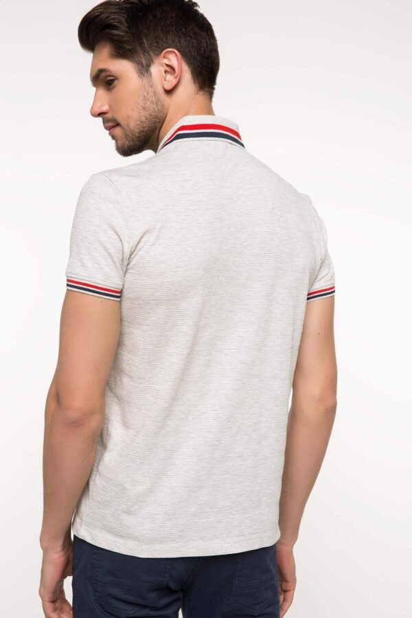 DeFacto Men's Harbour Edition Light Grey Textured Polo Shirt - Size S