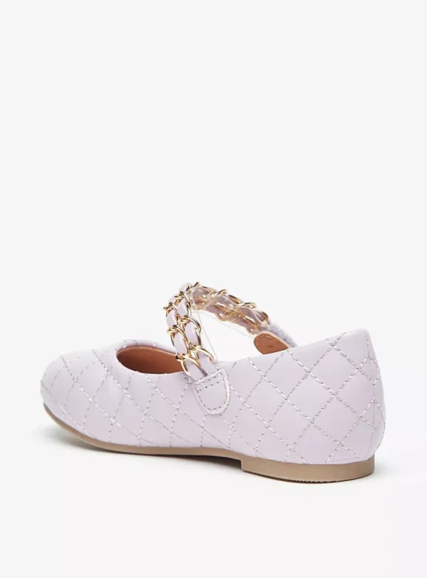 Juniors' Lilac Quilted Mary Jane Flats with Chain Detail Size 27