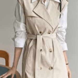 SHEIN Women’s Sleeveless Belted Trench Mini Dress – Beige, Size M