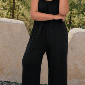 SHEIN Women’s Plus Size Sleeveless Wide-Leg Jumpsuit – Black, Size L
