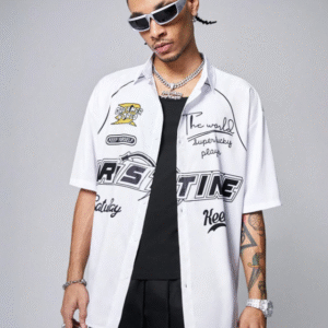 MANFINITY “Pristine” Graphic Streetwear Shirt – Size M, White