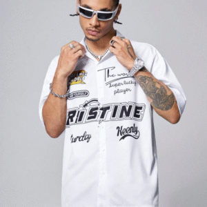 MANFINITY “Pristine” Graphic Streetwear Shirt – Size M, White