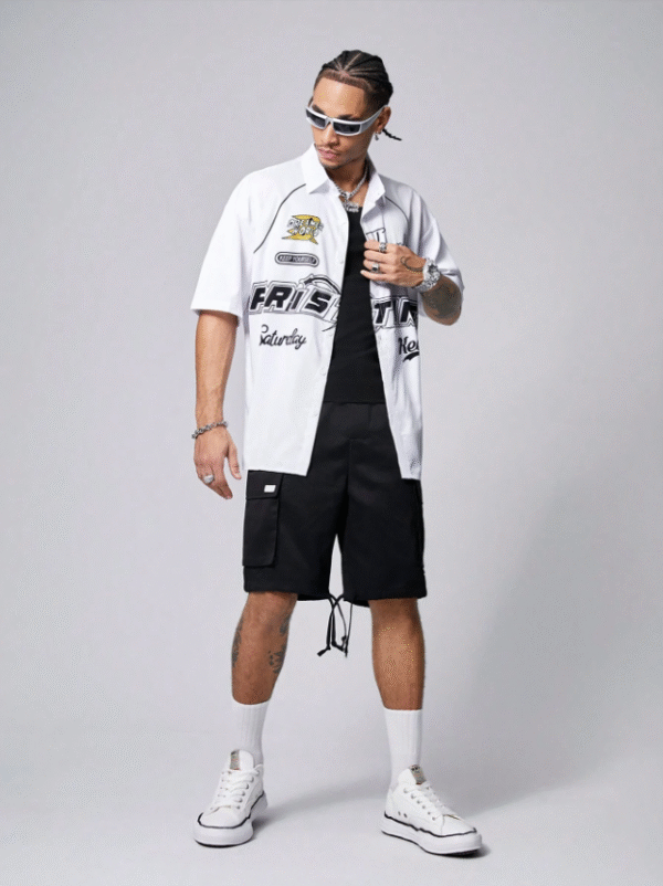 MANFINITY “Pristine” Graphic Streetwear Shirt – Size M, White