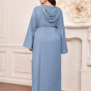 Shein Turquoise Maxi Dress with Gold Trim – Size M | Elegant & Modest