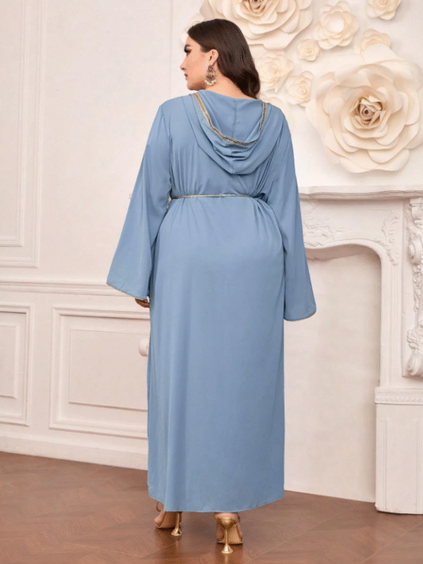 Shein Turquoise Maxi Dress with Gold Trim – Size M | Elegant & Modest