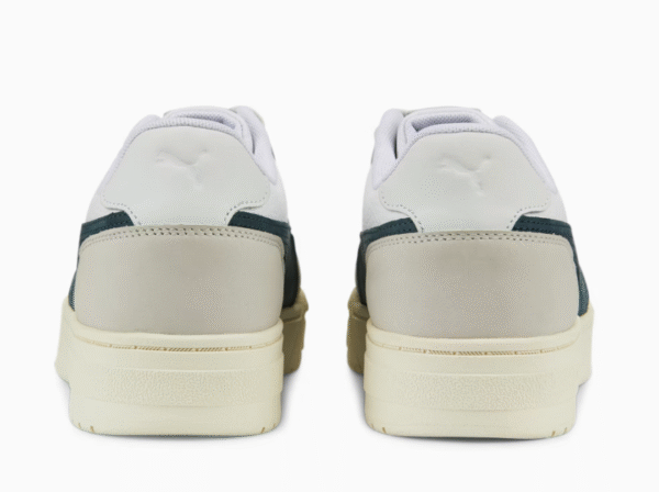 PUMA Rebound LayUp Sneakers for Men – White & Grey with Navy Detailing (Size 40)