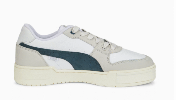 PUMA Rebound LayUp Sneakers for Men – White & Grey with Navy Detailing (Size 40)