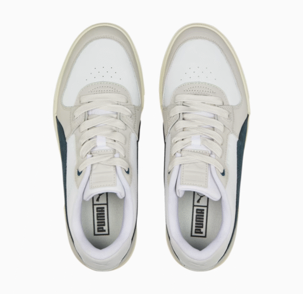 PUMA Rebound LayUp Sneakers for Men – White & Grey with Navy Detailing (Size 40)