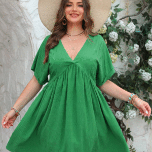 Shein Textured Green Babydoll Dress – Size 3XL | Flowy & Plus‑Size Chic