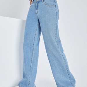 SHEIN Light‑Wash High‑Waist Wide‑Leg Denim Jeans – Women’s Size S